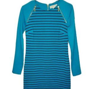 Michael Kors Dress Size 0 Blue Teal Black Striped